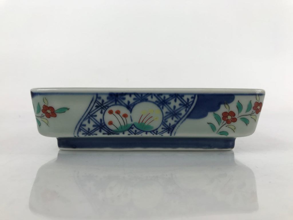 Japanese Porcelain Imari Small Plate Kozara Vtg Sashimi Blue Red Flowers PY927