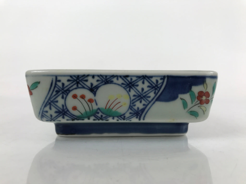 Japanese Porcelain Imari Small Plate Kozara Vtg Sashimi Blue Red Flowers PY927