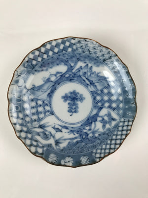 Japanese Porcelain Imari Small Plate Kozara Vtg Sometsuke Scenery Blue PY674