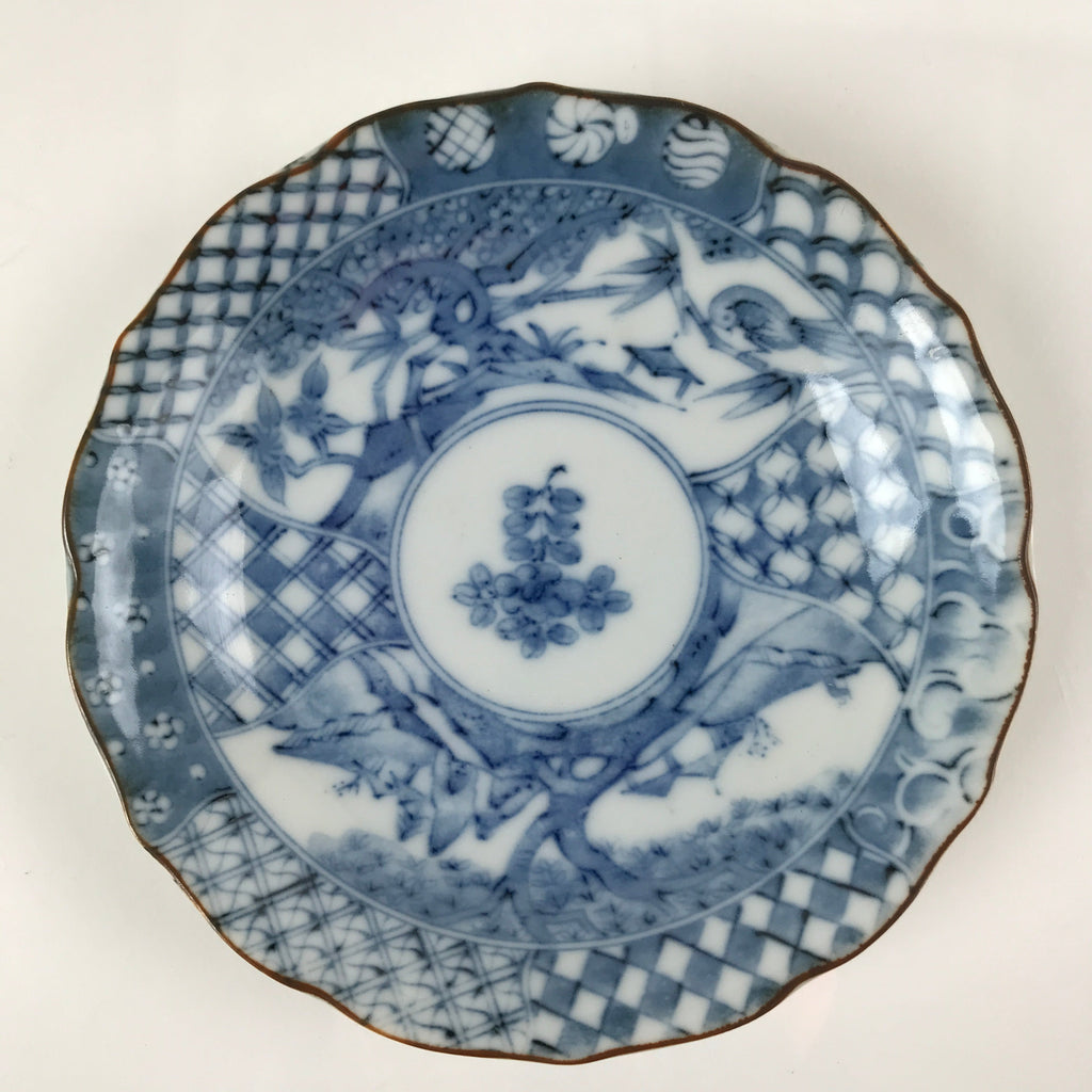 Japanese Porcelain Imari Small Plate Kozara Vtg Sometsuke Scenery Blue PY674