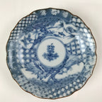 Japanese Porcelain Imari Small Plate Kozara Vtg Sometsuke Scenery Blue PY674