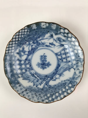 Japanese Porcelain Imari Small Plate Kozara Vtg Sometsuke Scenery Blue PY676