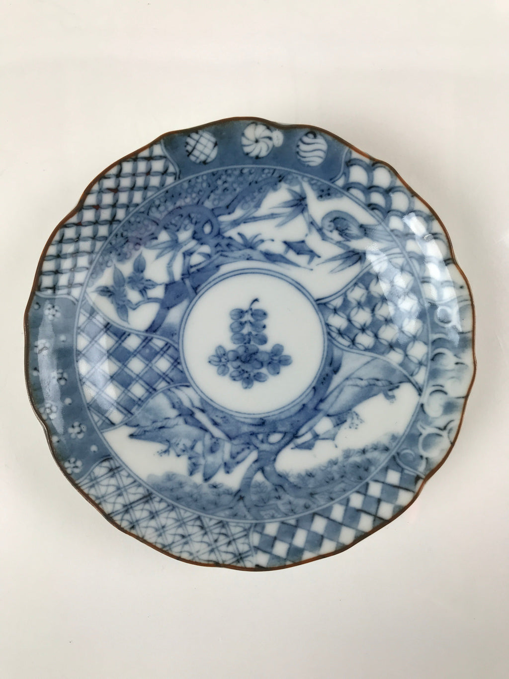 Japanese Porcelain Imari Small Plate Kozara Vtg Sometsuke Scenery Blue PY677