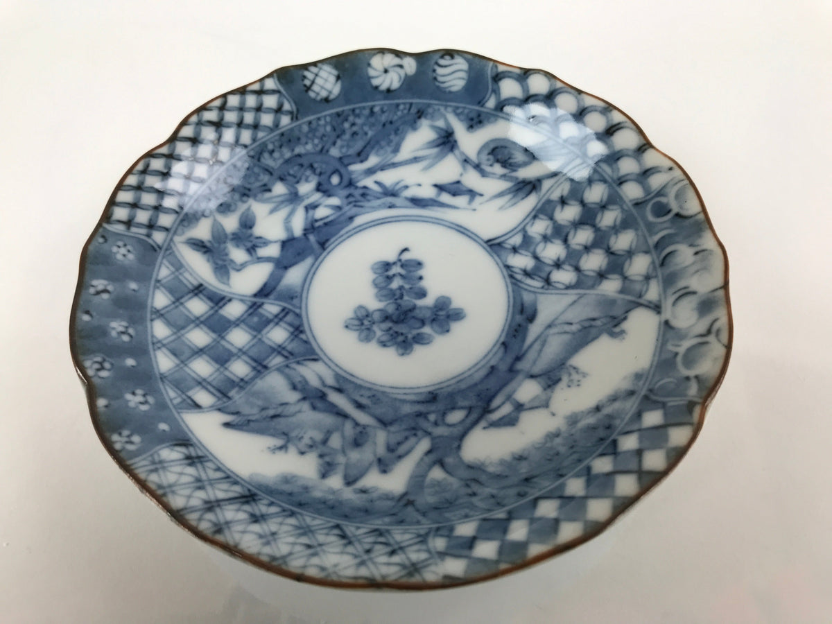 Japanese Porcelain Imari Small Plate Kozara Vtg Sometsuke Scenery Blue PY677