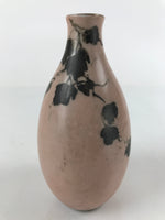 Japanese Porcelain Kutani Ware Sake Bottle Tokkuri Vtg Black Vines Pink TS660