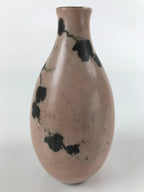Japanese Porcelain Kutani Ware Sake Bottle Tokkuri Vtg Black Vines Pink TS660