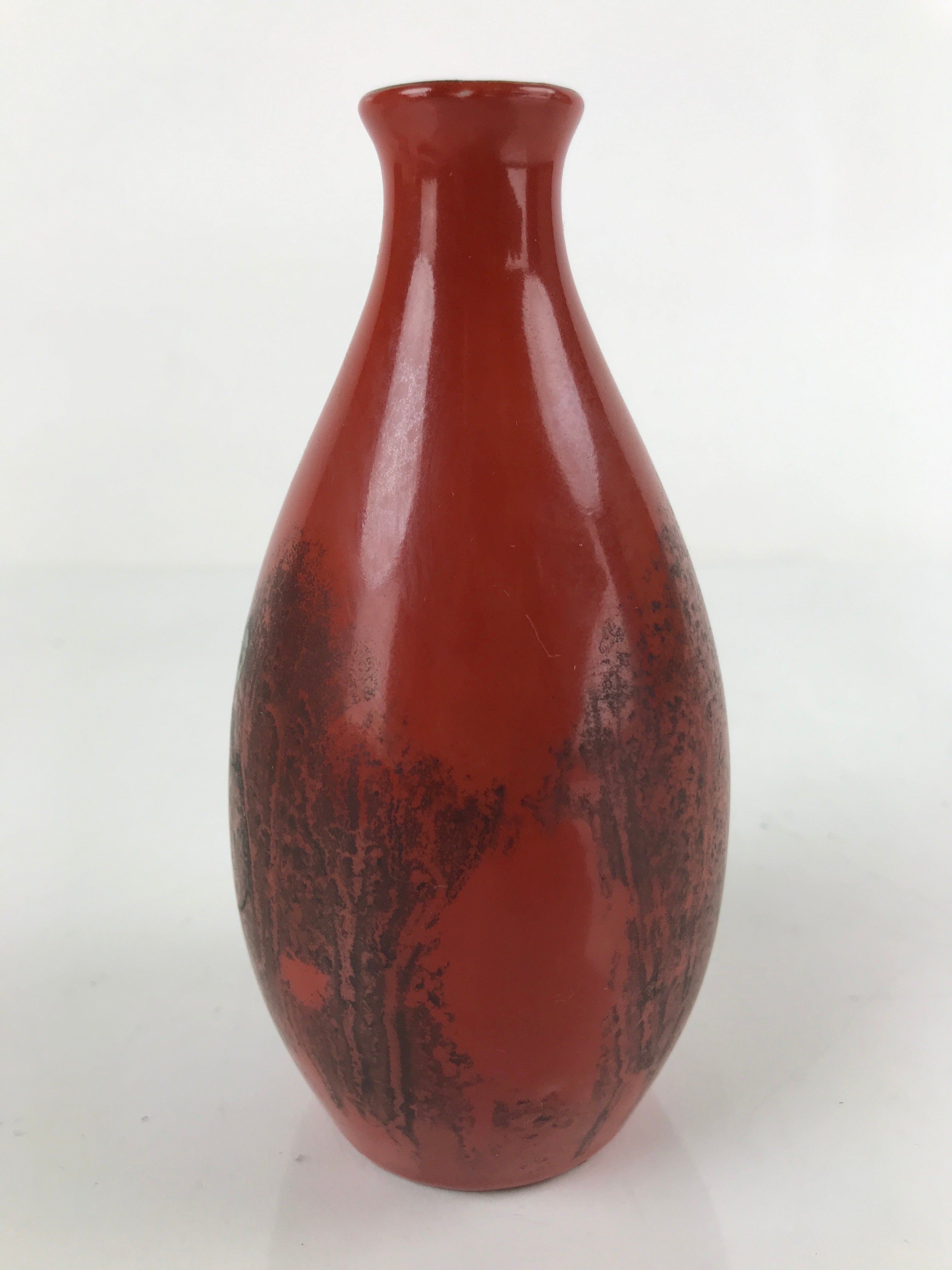 Japanese Porcelain Kutani Ware Sake Bottle Tokkuri Vtg Lush Vines Red TS661