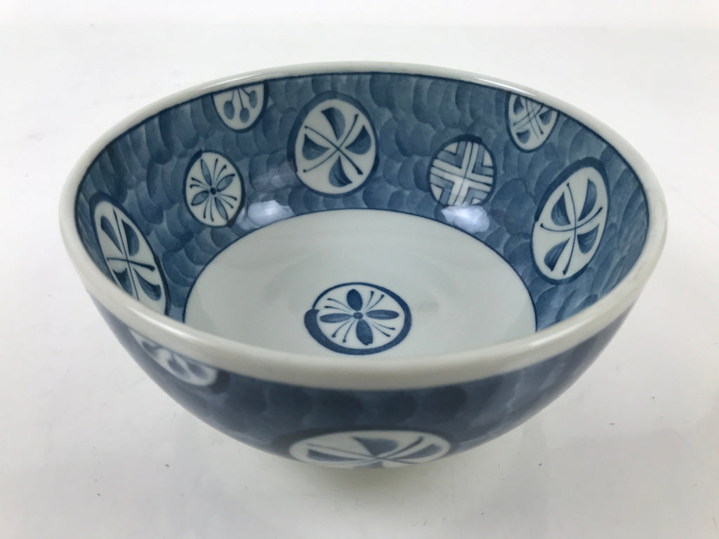 Japanese Porcelain Large Donburi Bowl Sometsuke Vtg Blue White Floral Dish Y199