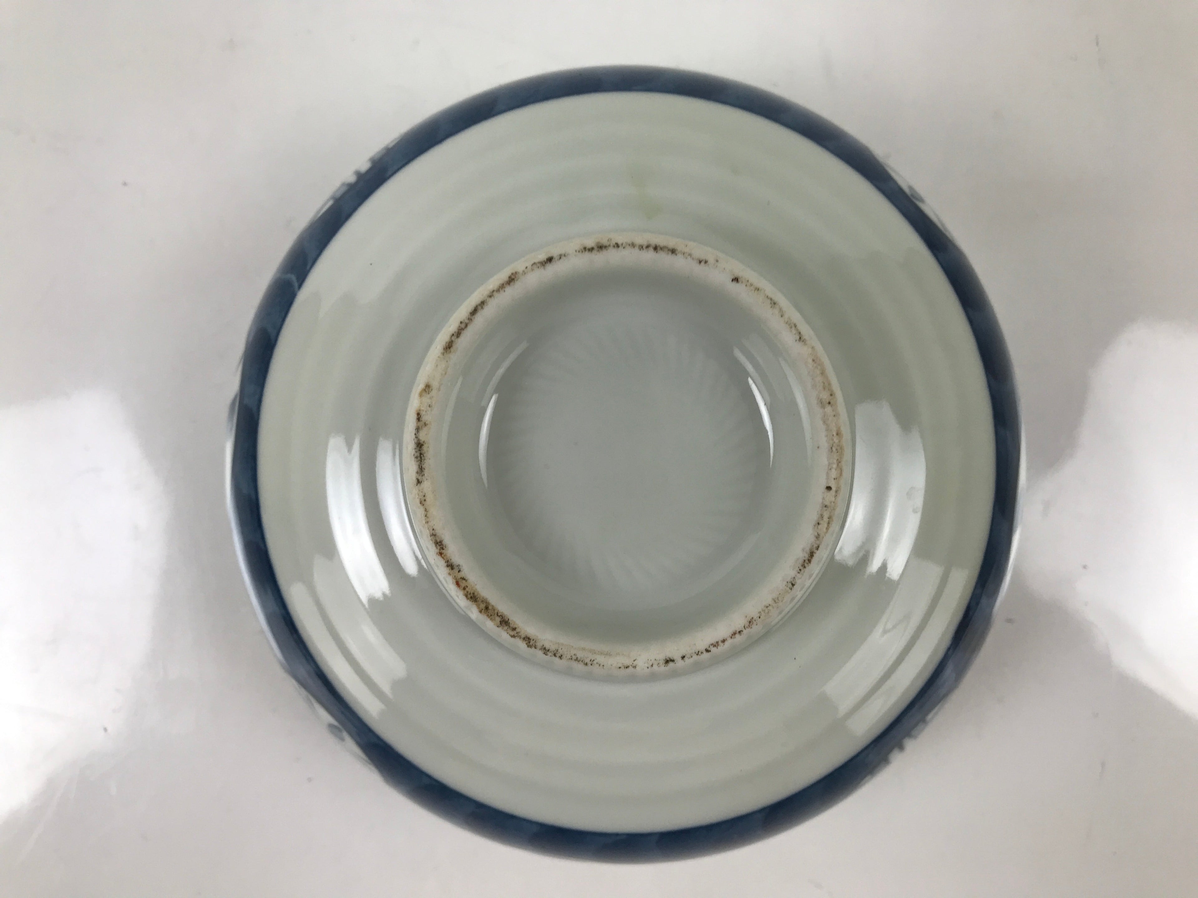 Japanese Porcelain Large Donburi Bowl Sometsuke Vtg Blue White Floral Dish Y199