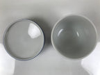 Japanese Porcelain Lidded Bowl Mushiwan Vtg White Blue Horse Boat Sometsuke Y455