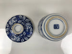 Japanese Porcelain Lidded Bowl Mushiwan White Blue Leaf Floral Sometsuke Y456