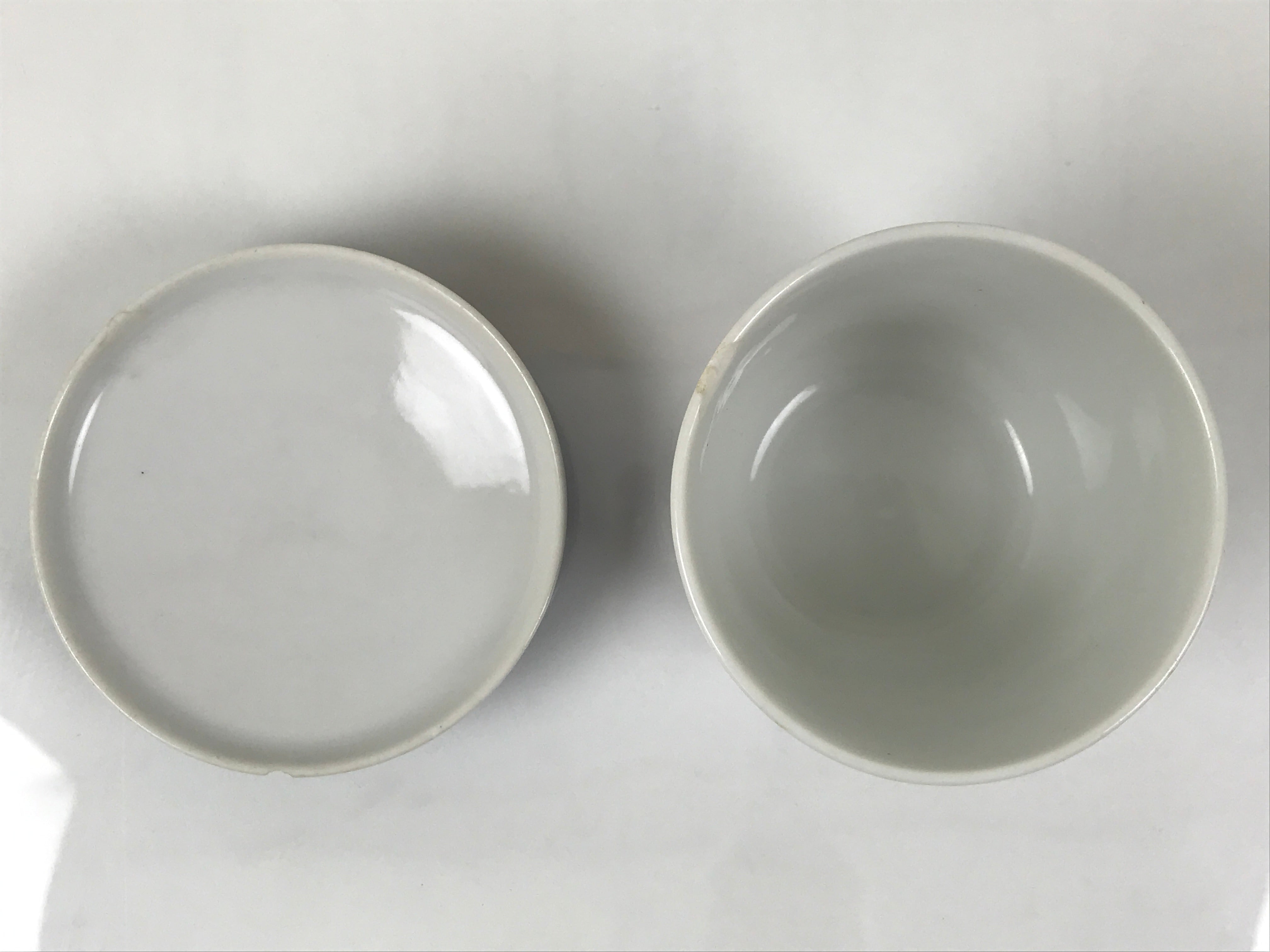 Japanese Porcelain Lidded Bowl Mushiwan White Blue Leaf Floral Sometsuke Y457