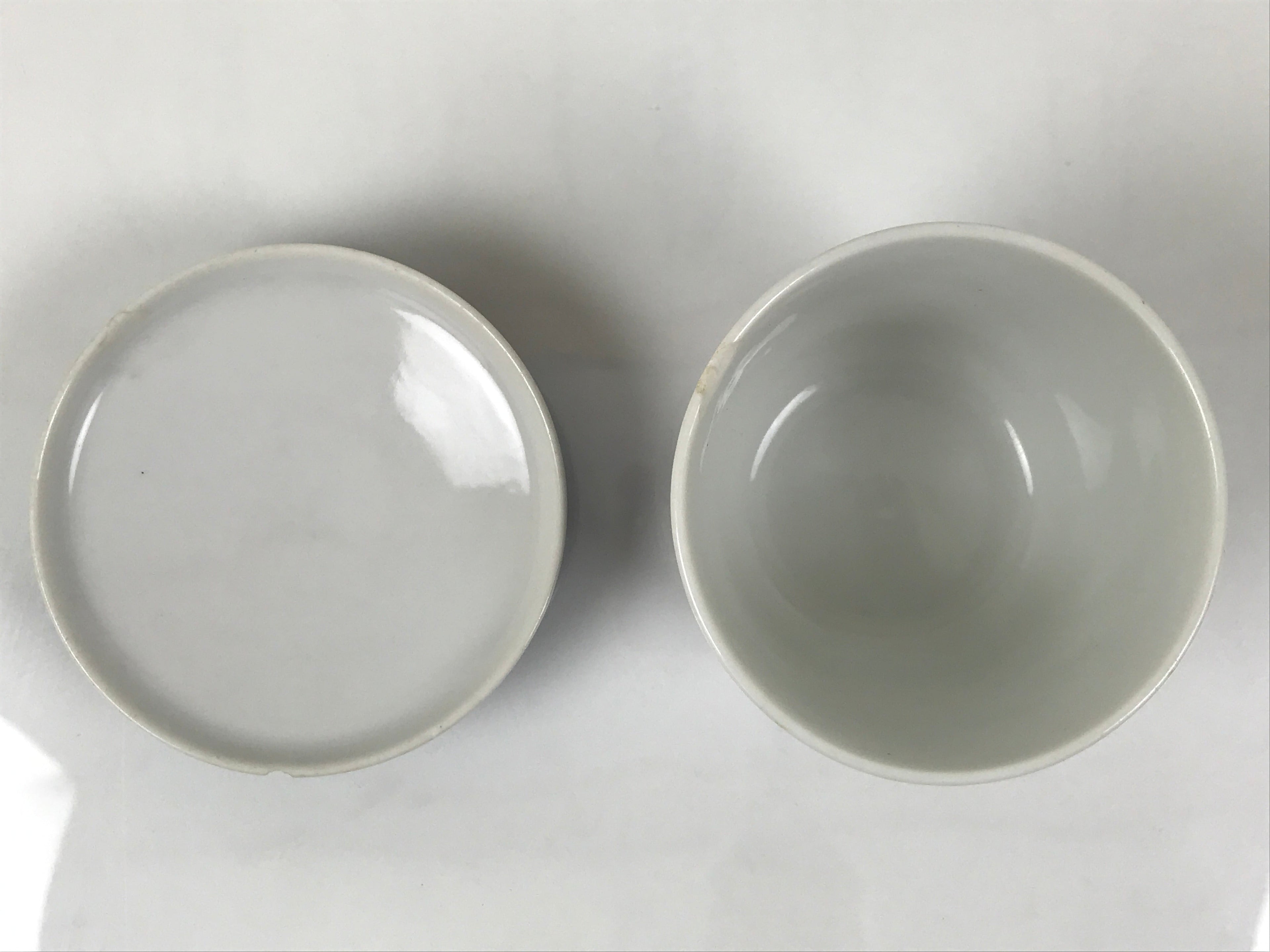 Japanese Porcelain Lidded Bowl Mushiwan White Blue Leaf Floral Sometsuke Y457