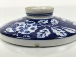 Japanese Porcelain Lidded Bowl Mushiwan White Blue Leaf Floral Sometsuke Y458