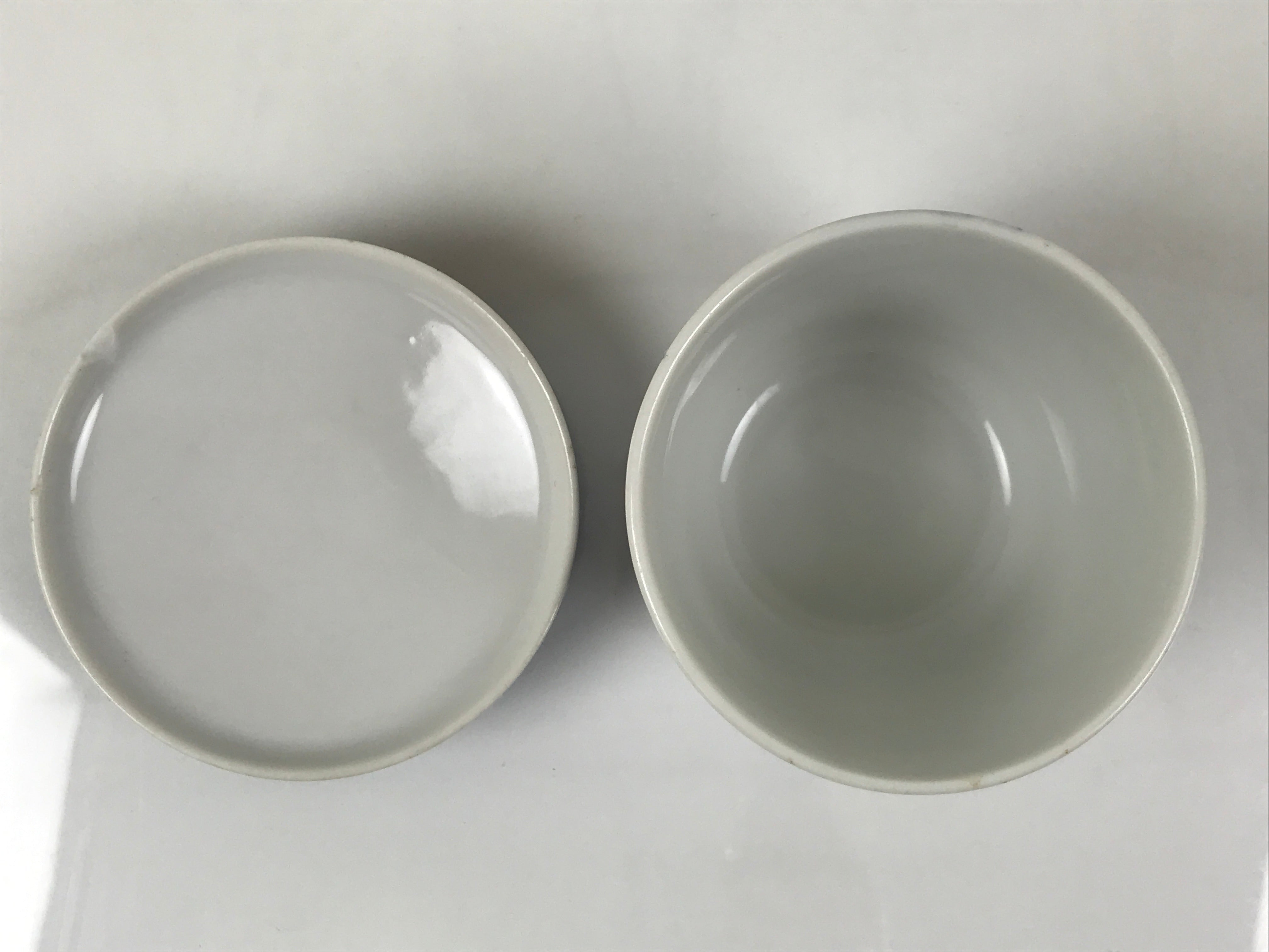 Japanese Porcelain Lidded Bowl Mushiwan White Blue Leaf Floral Sometsuke Y459