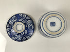 Japanese Porcelain Lidded Bowl Mushiwan White Blue Leaf Floral Sometsuke Y459