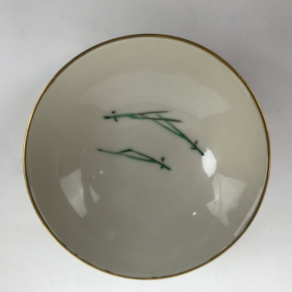 Japanese Porcelain Lidded Bowl Owan Vtg Kyo Yaki Kiyomizu Yaki Crane Black PX753