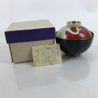 Japanese Porcelain Lidded Bowl Owan Vtg Kyo Yaki Kiyomizu Yaki Crane Black PX754