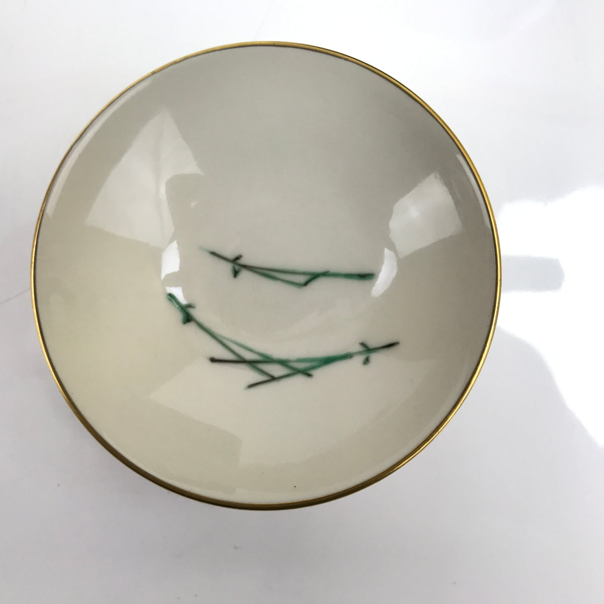 Japanese Porcelain Lidded Bowl Owan Vtg Kyo Yaki Kiyomizu Yaki Crane Black PX754