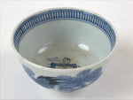 Japanese Porcelain Lidded Bowl Vtg Blue Birds Foliage Pottery Chawan PY495