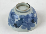 Japanese Porcelain Lidded Bowl Vtg Blue Birds Foliage Pottery Chawan PY495