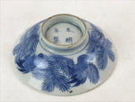 Japanese Porcelain Lidded Bowl Vtg Blue Birds Foliage Pottery Chawan PY495