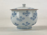 Japanese Porcelain Lidded Teacup Chawan Vtg Blue Flowers Pottery Yunomi TC386