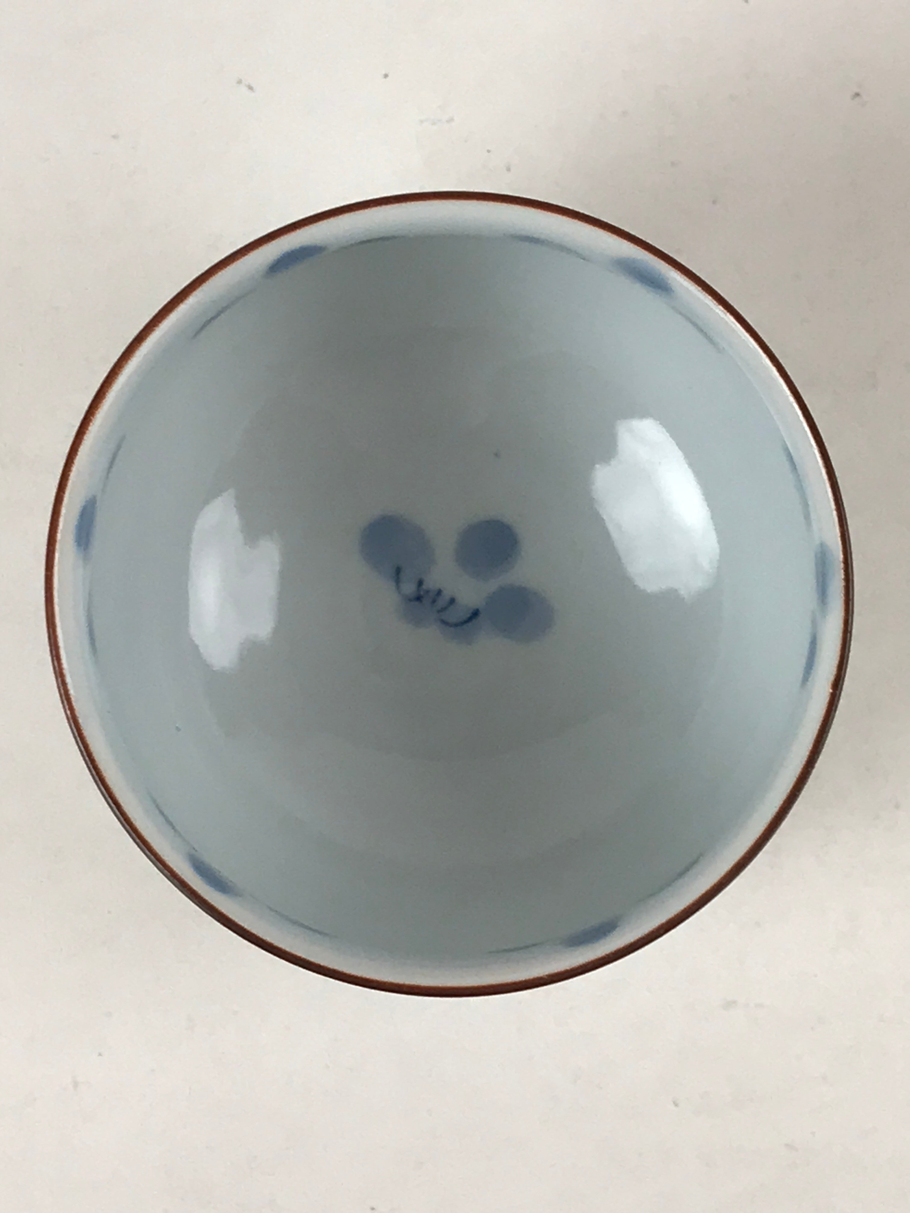 Japanese Porcelain Lidded Teacup Chawan Vtg Blue Flowers Pottery Yunomi TC386