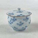 Japanese Porcelain Lidded Teacup Chawan Vtg Blue Flowers Pottery Yunomi TC386