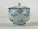 Japanese Porcelain Lidded Teacup Vtg Blue Flowers Chawan Pottery Yunomi TC384