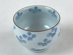 Japanese Porcelain Lidded Teacup Vtg Blue Flowers Chawan Pottery Yunomi TC384