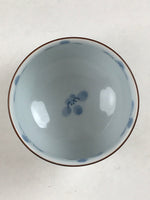 Japanese Porcelain Lidded Teacup Vtg Blue Flowers Chawan Pottery Yunomi TC384