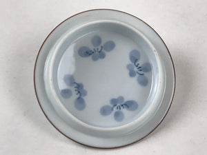 Japanese Porcelain Lidded Teacup Vtg Blue Flowers Pottery Chawan Yunomi TC388