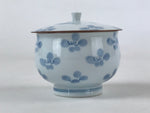 Japanese Porcelain Lidded Teacup Vtg Blue Flowers Pottery Chawan Yunomi TC388