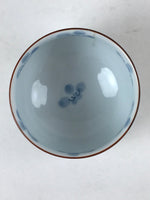 Japanese Porcelain Lidded Teacup Vtg Blue Flowers Pottery Chawan Yunomi TC388