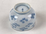 Japanese Porcelain Lidded Teacup Vtg Blue Flowers Pottery Chawan Yunomi TC388