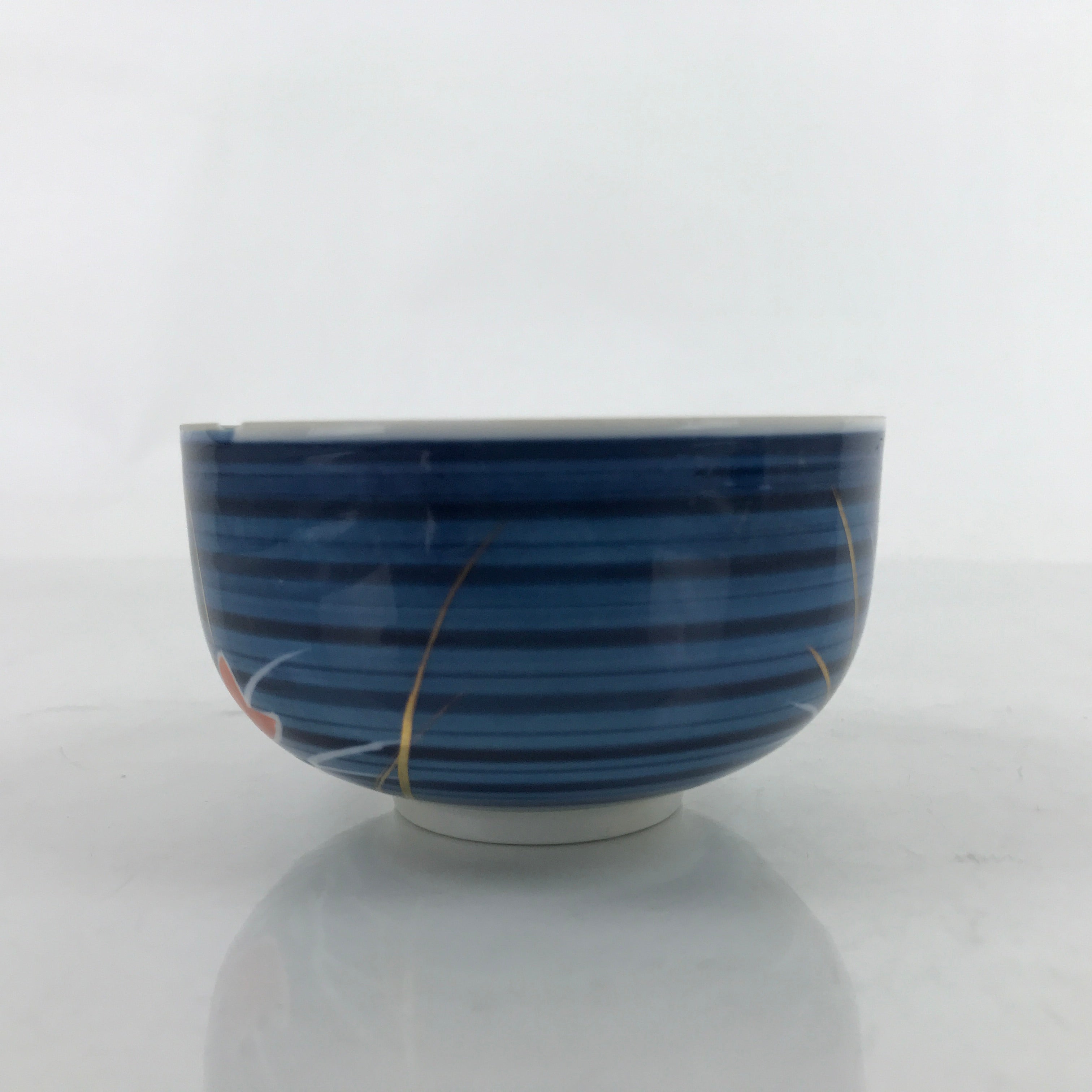 Japanese Porcelain Lidded Teacup Vtg Kikyo Balloon Flower Yunomi Blue TC502