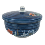Japanese Porcelain Lidded Teacup Vtg Kikyo Balloon Flower Yunomi Blue TC504