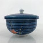 Japanese Porcelain Lidded Teacup Vtg Kikyo Balloon Flower Yunomi Blue TC505