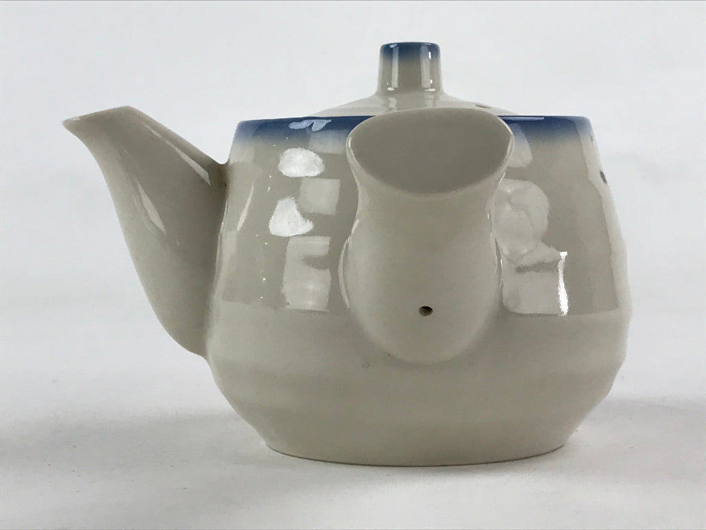 Japanese Porcelain Lidded Teapot Kyusu Pottery Sencha Plum Blossom White PY449
