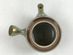 Japanese Porcelain Lidded Teapot Vtg Kyusu Light Green Crackle Glaze PY493