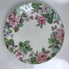 Japanese Porcelain Medium Serving Plate Chuzara Round Pink Floral Leaf Y242