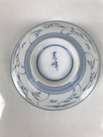 Japanese Porcelain Mino Ware Rice Bowl Chawan Vtg White Blue Plant Vine Tea Y493