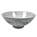 Japanese Porcelain Mino Ware Rice Bowl Chawan Vtg White Blue Plant Vine Tea Y493