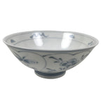 Japanese Porcelain Mino Ware Rice Bowl Chawan Vtg White Blue Plant Vine Tea Y493