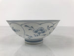 Japanese Porcelain Mino Ware Rice Bowl Chawan Vtg White Blue Plant Vine Tea Y494