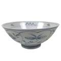 Japanese Porcelain Mino Ware Rice Bowl Chawan Vtg White Blue Plant Vine Tea Y494