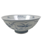 Japanese Porcelain Mino Ware Rice Bowl Chawan Vtg White Blue Plant Vine Tea Y494