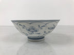 Japanese Porcelain Mino Ware Rice Bowl Chawan Vtg White Blue Plant Vine Tea Y495