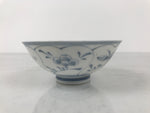 Japanese Porcelain Mino Ware Rice Bowl Chawan Vtg White Blue Plant Vine Tea Y495